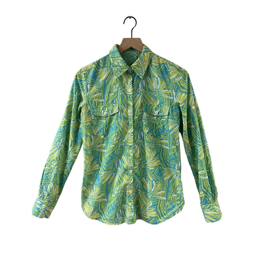 Lilly Pulitzer Cotton Resort Fit Roll Tab Button Down Camp Shirt